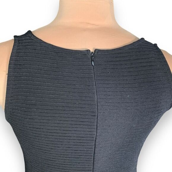 Charlotte Russe Black Bodycon Dress Asymmetrical White Trim Ribbed Sleeveless - Picture 3 of 8